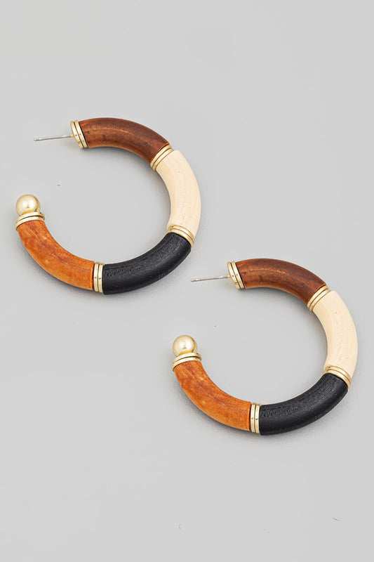Multi Wood Hoop Earrings JTT101